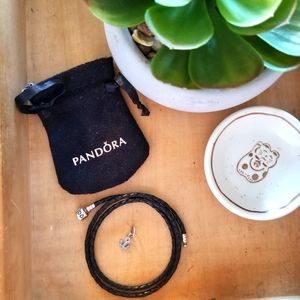 Leather Pandora Bracelet & Charm